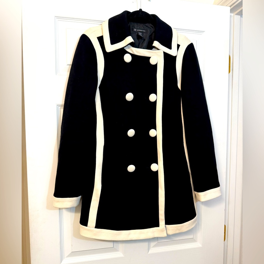 I.N.C. Black and White Pea Coat size M